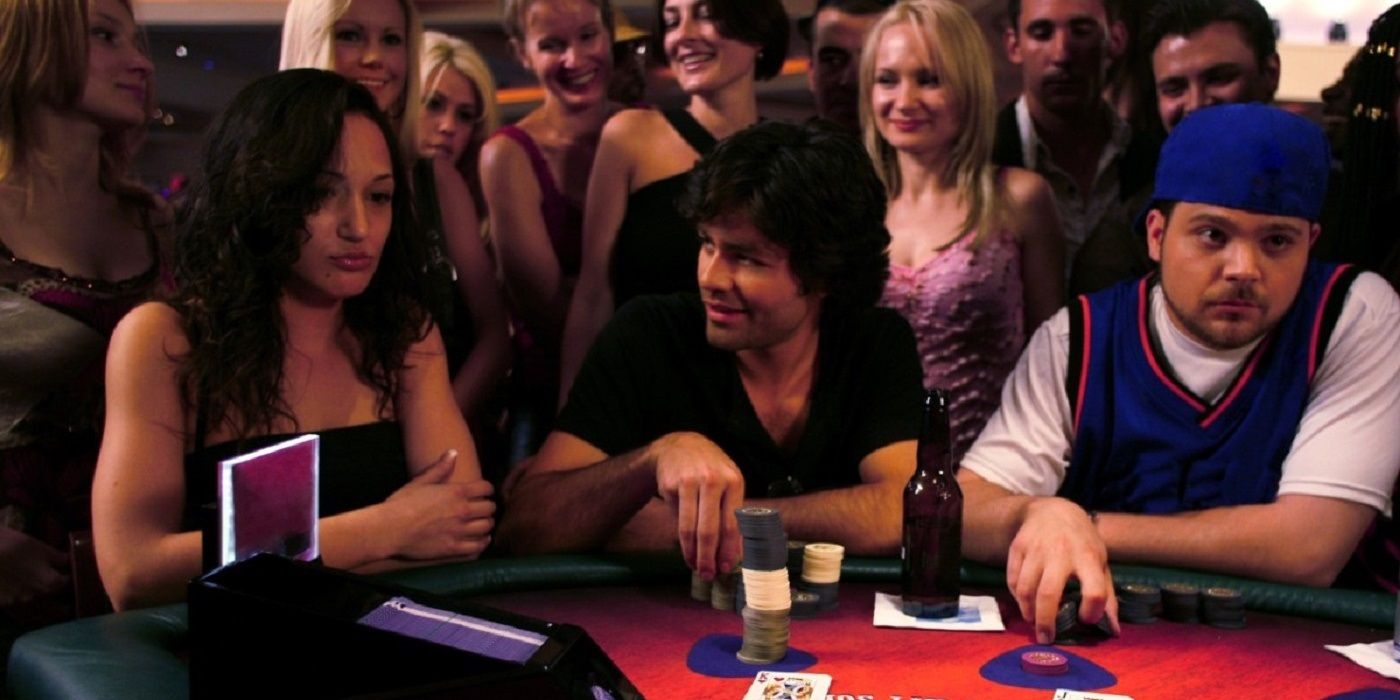 The Entourage crew at a poker table in Las Vegas.
