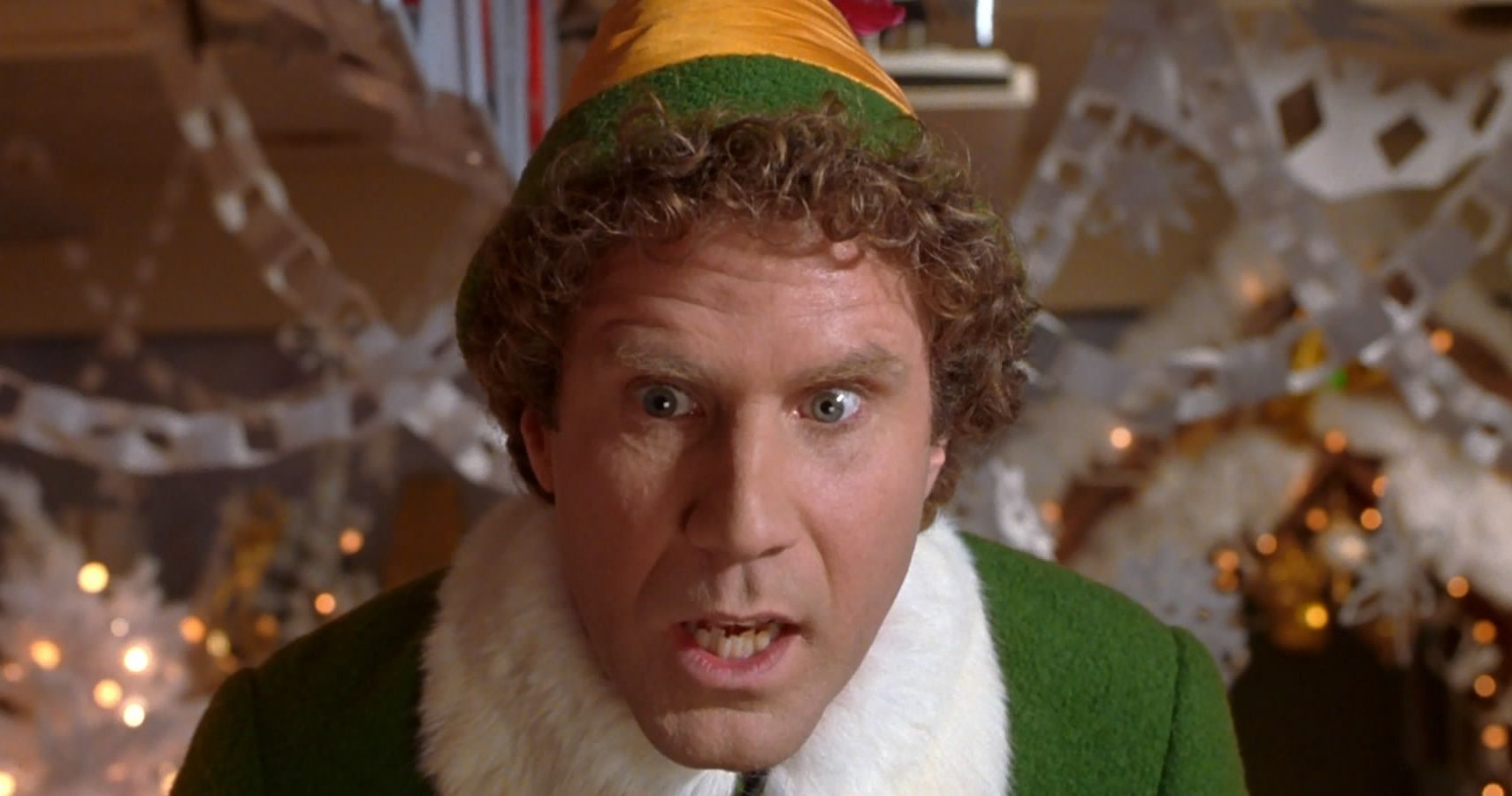 Buddy accuses the department store Santa of sitting on a throne of lies in Elf.