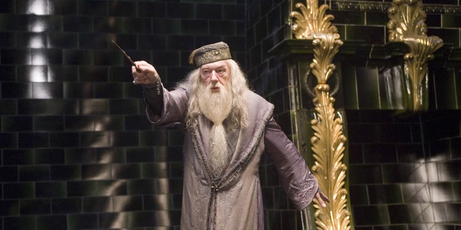 Dumbledore duelling in Harry Potter