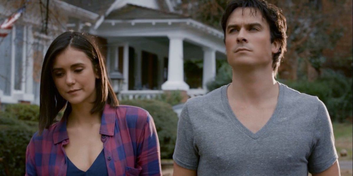 Elena and Damon in the series finale of The Vampire Diaries