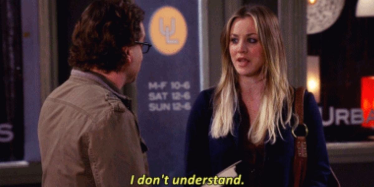Leonard and Penny arguing on The Big Bang Theory.