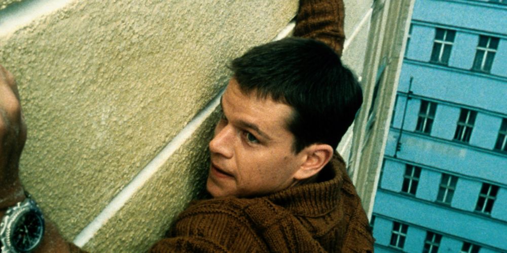 Matt Damon up against a wall in the Bourne Identity 