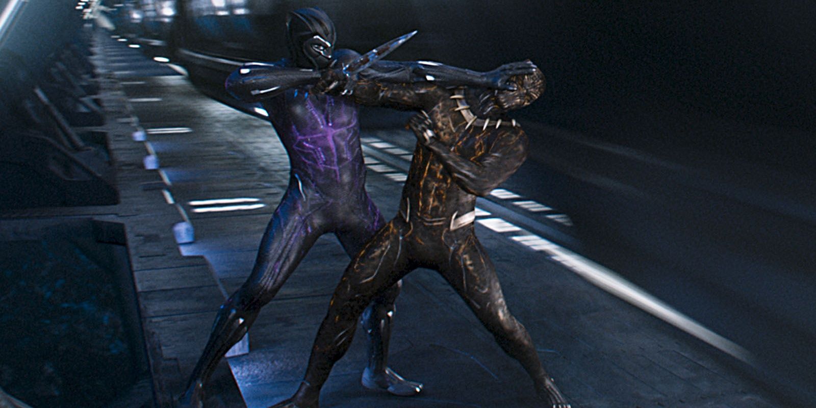 T'Challa fights Killmonger in Black Panther