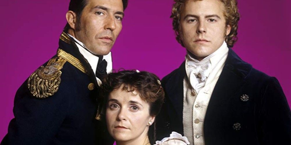 Anne (Amanda Root) between Captain Frederick Wentworth (Ciaran Hinds) and William Elliot (Samuel West) in Persuasion 