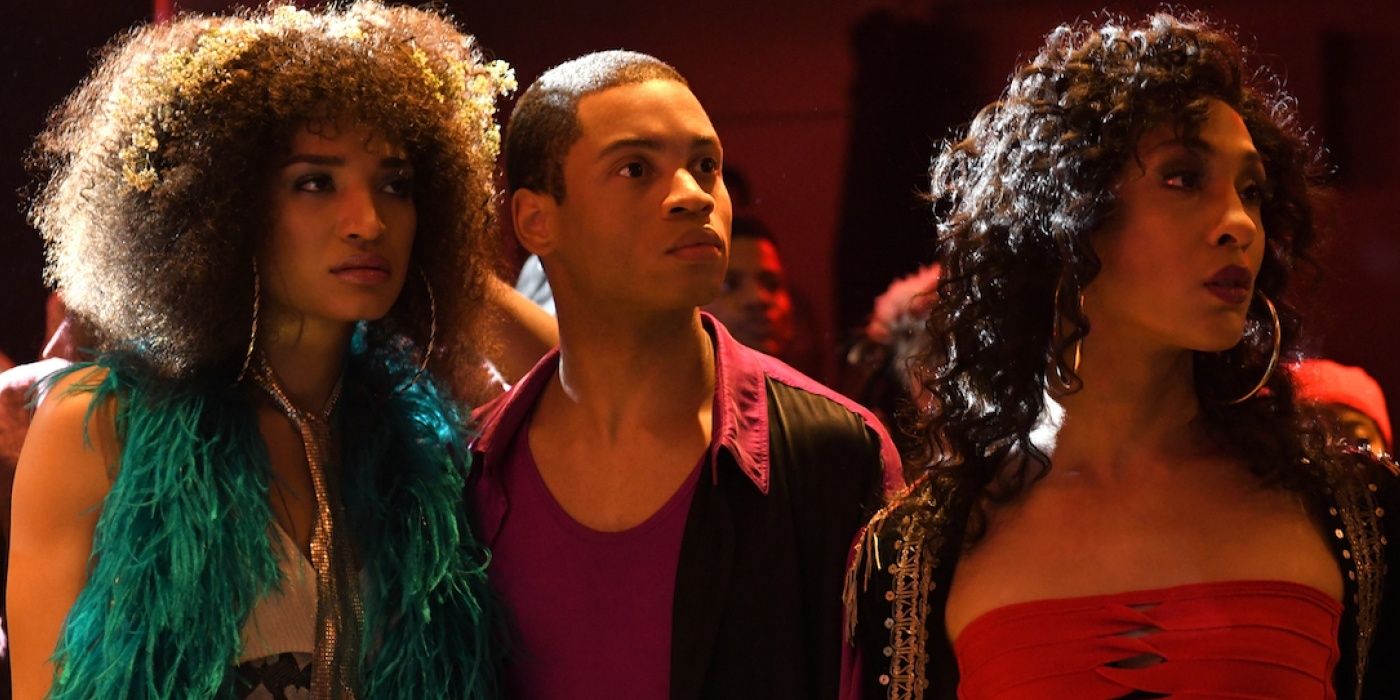 Three characters from Pose, looking off to the side at something.
