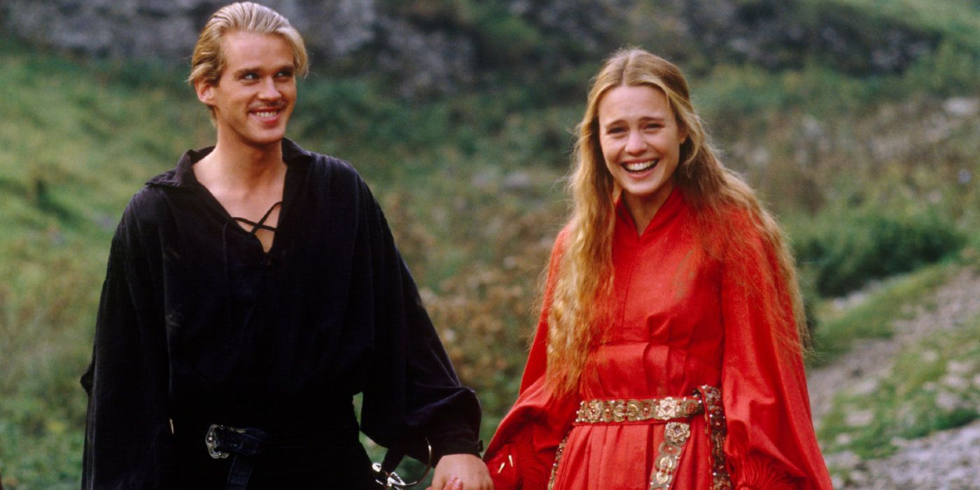 Princess Buttercup and Westley holding hands in The Princess Bride