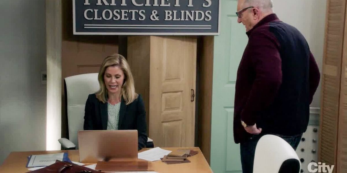 Claire and Jay talk about work at Pritchett's Closets and Blinds on Modern Family