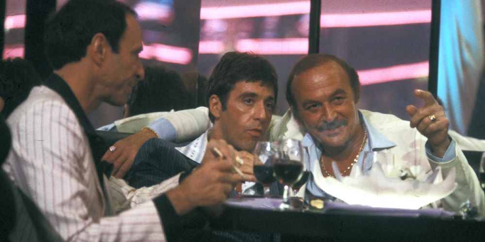 Miami drug lord Frank Lopez parties with Tony Montana in Scarface