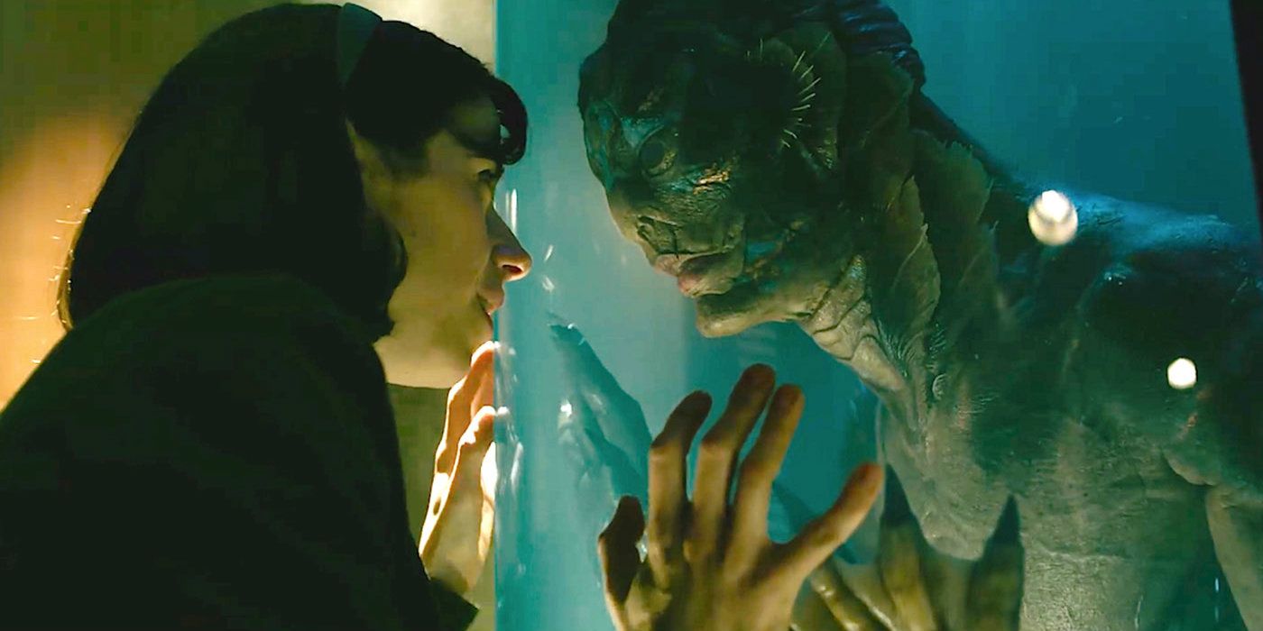 Elisa and the asset gaze into one another's eyes in the shape of water