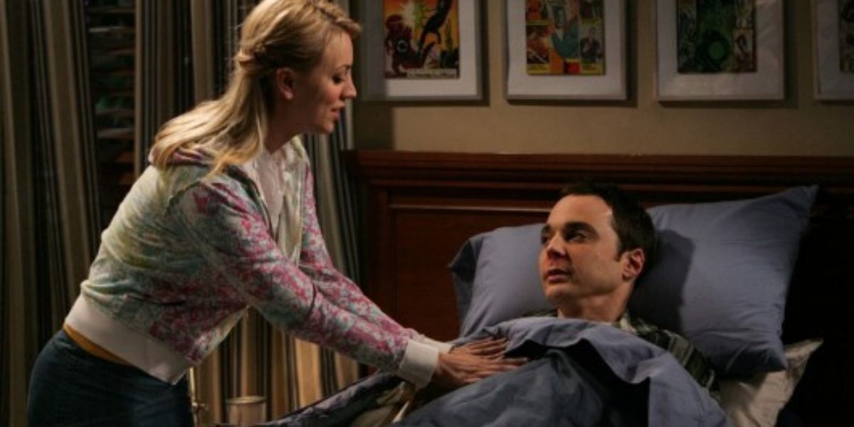 Penny taking care of sick Sheldon on TBBT