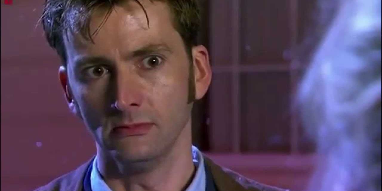 The Tenth Doctor looking sad in Doctor Who