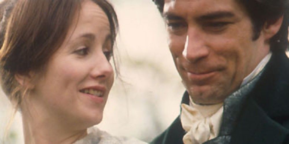 Jane Eyre and Mr. Rochester sharing a tender moment in Jane Eyre
