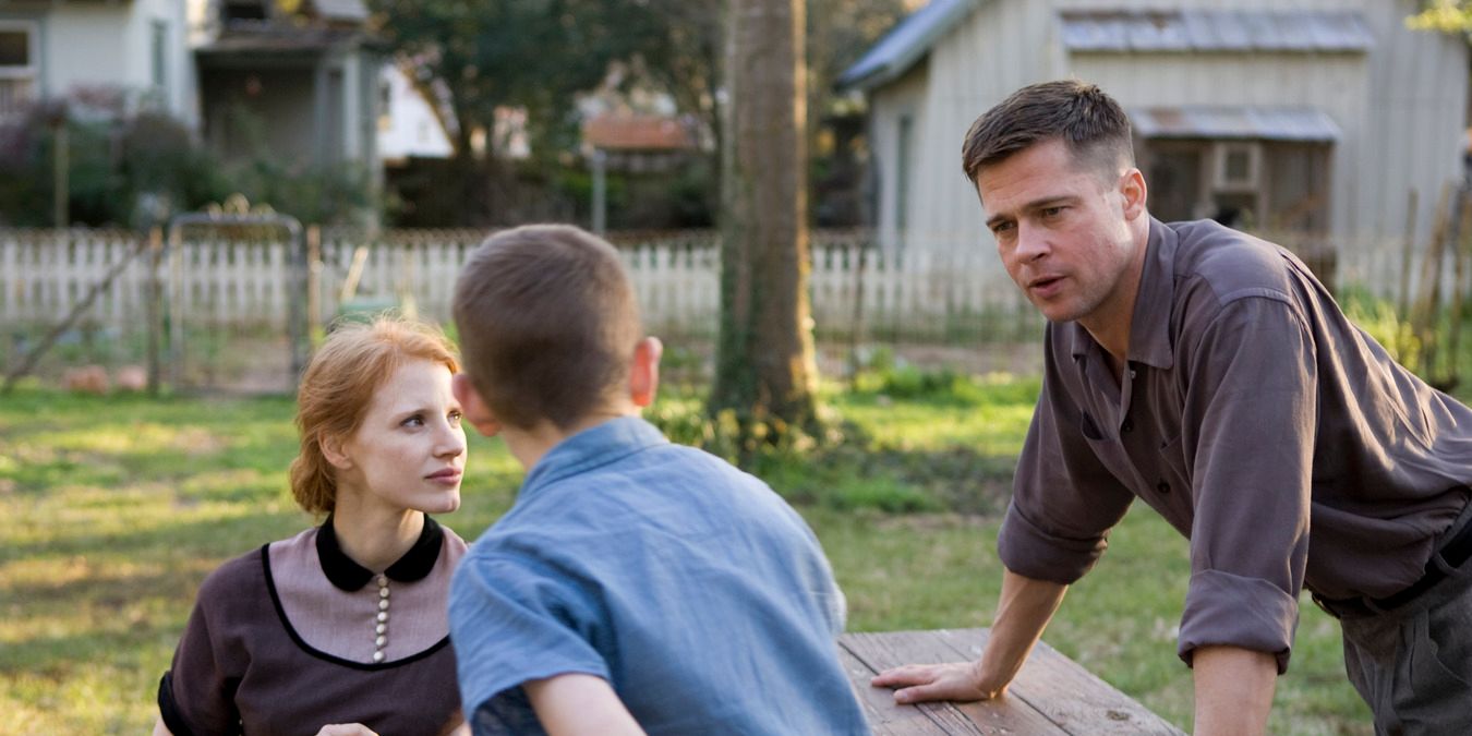 Jack speaks with his father in The Tree of Life