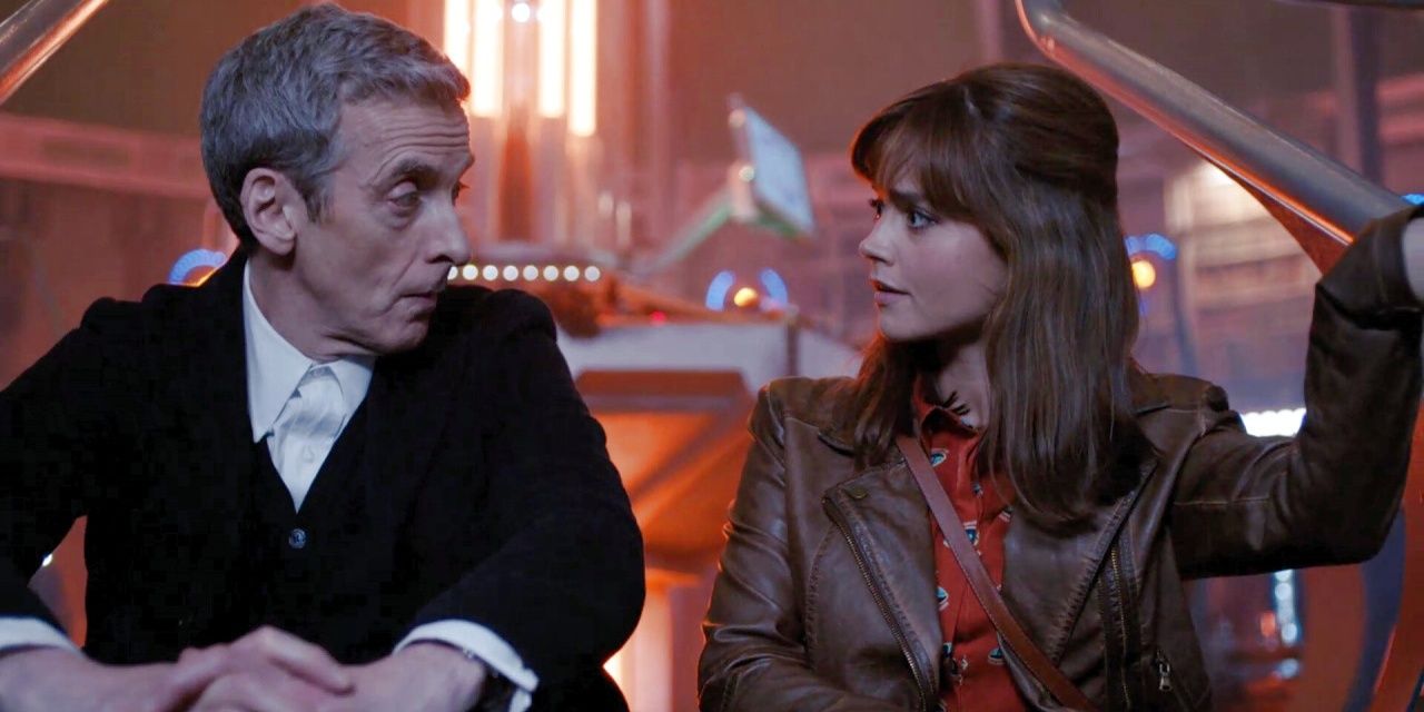 The Twelfth Doctor and Clara talking in Doctor Who.