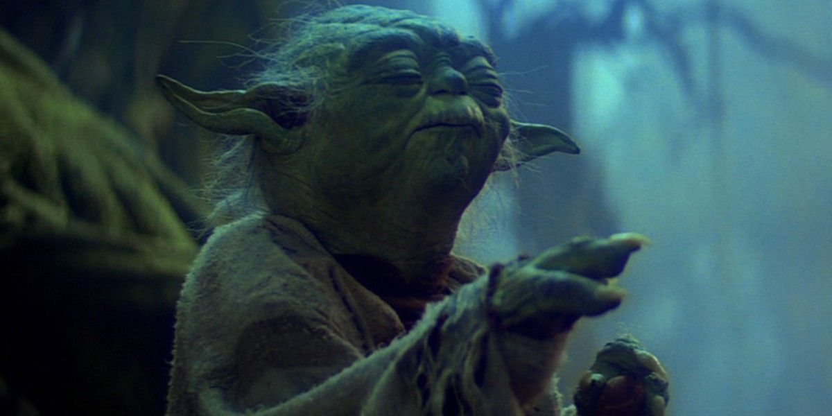 Yoda lifts Luke's X-wing from the Dagobah Swamp in The Empire Strikes Back