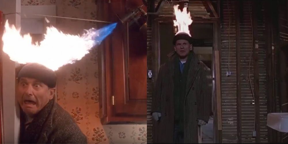 9 Harry gets his head set on fire in Home Alone and Home Alone 2