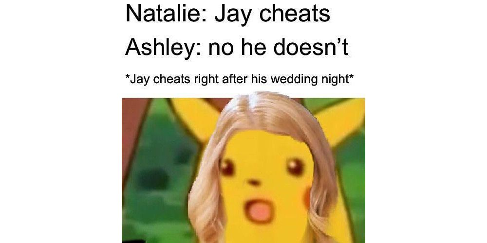 Pokemon wearing a blond wig in a meme about Natalie and Ashley from 90 Day Fiance