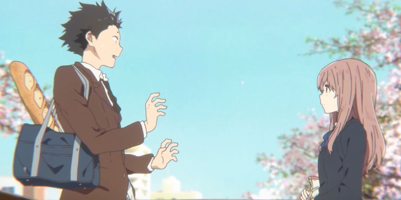 Main characters from A Silent Voice facing.