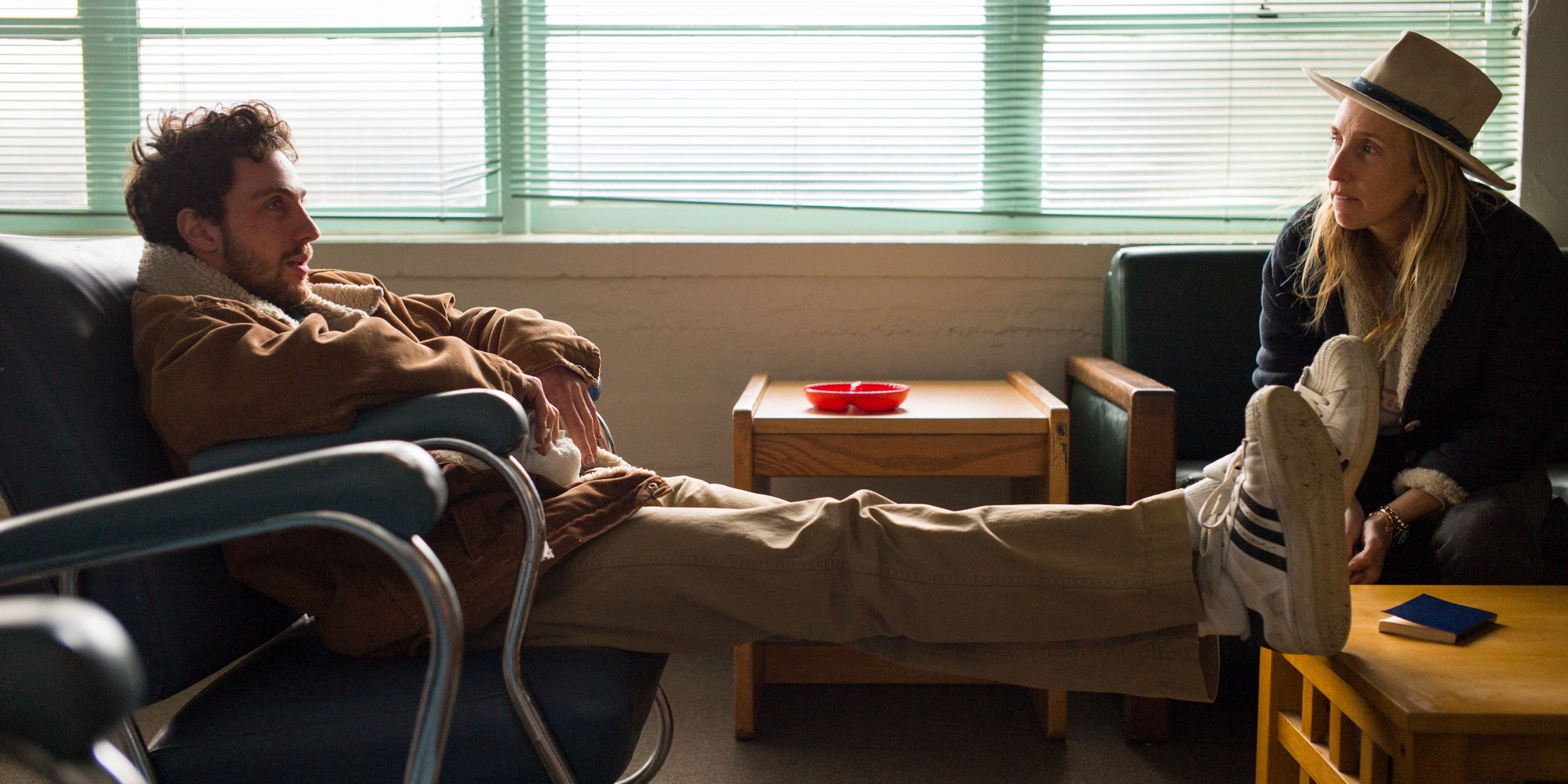 Aaron and Sam Taylor-Johnson on the set of A Million Little Pieces