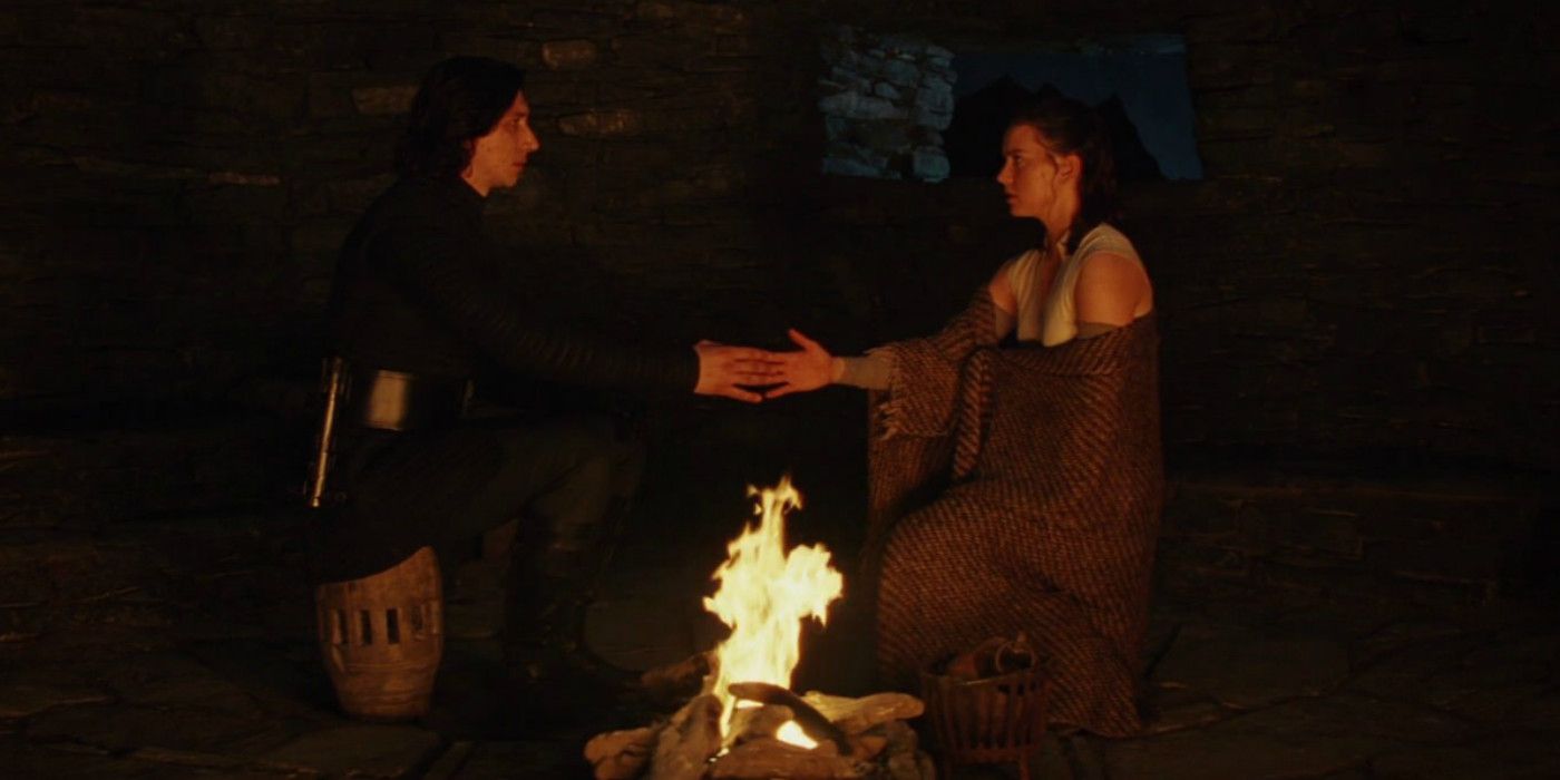 Adam Driver as Kylo Ren Ben Solo and Daisy Ridley as Rey in Star Wars The Last Jedi