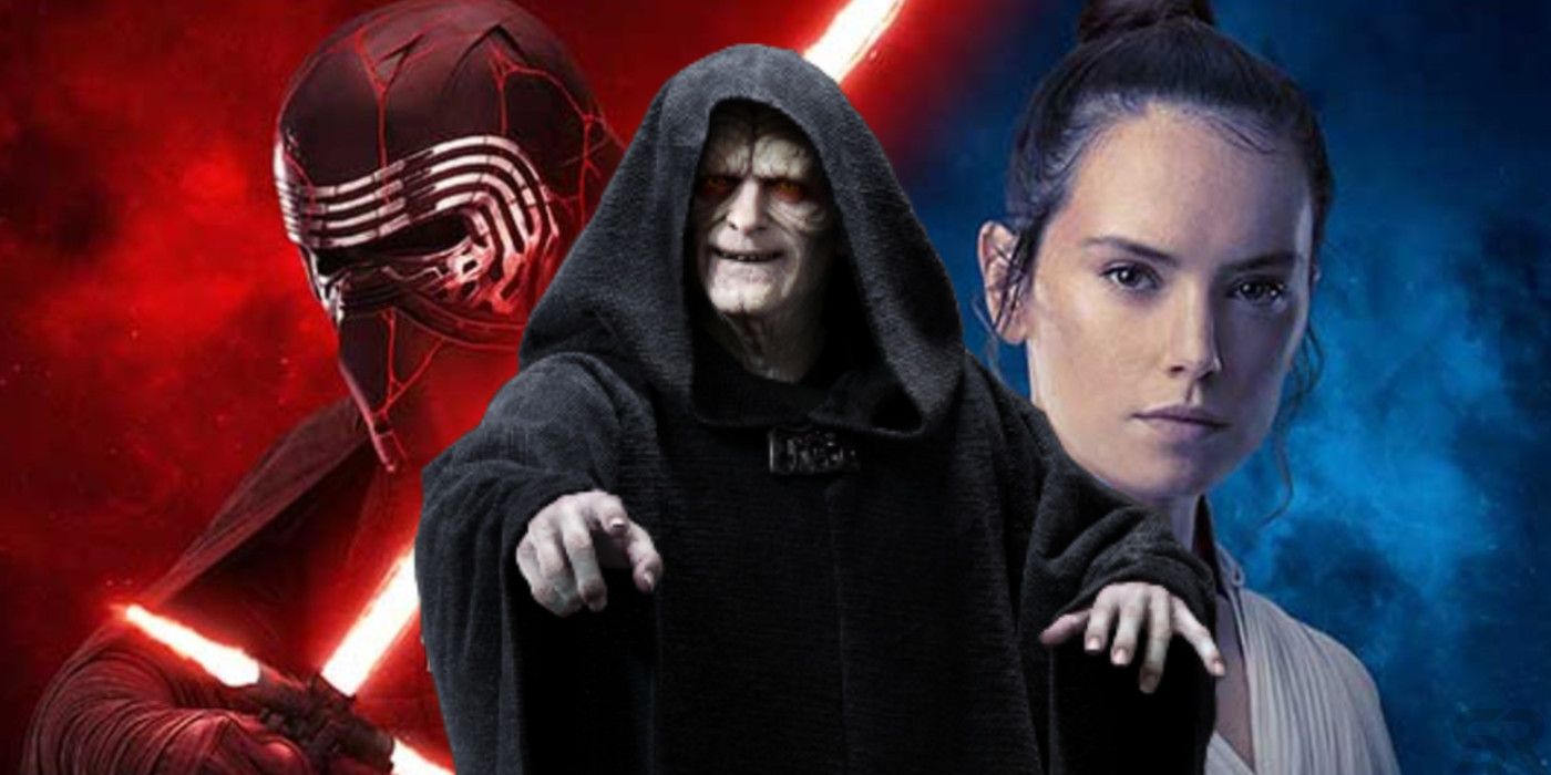 Adam Driver as Kylo Ren Daisy Ridley as Rey and Ian McDiarmid as Emperor Palpatine Star Wars The Rise of Skywalker