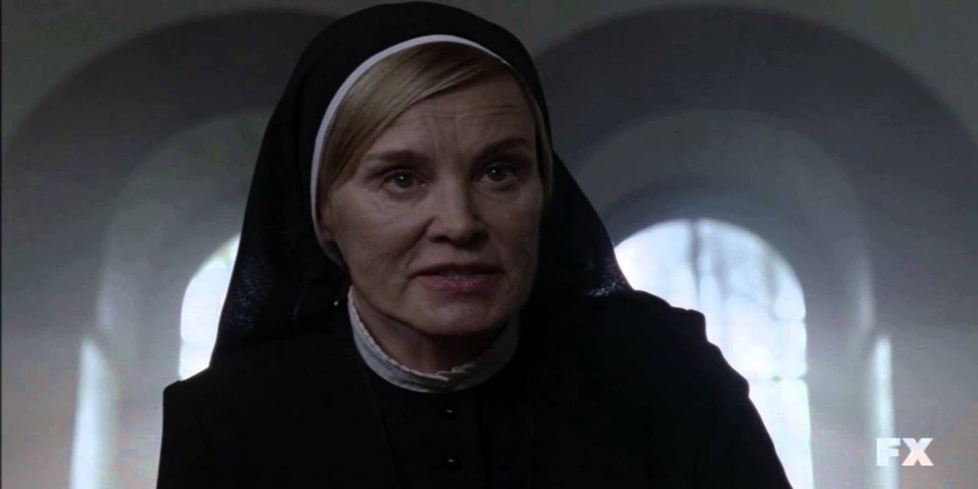 Sister Jude looking angry in American Horror Story Asylum