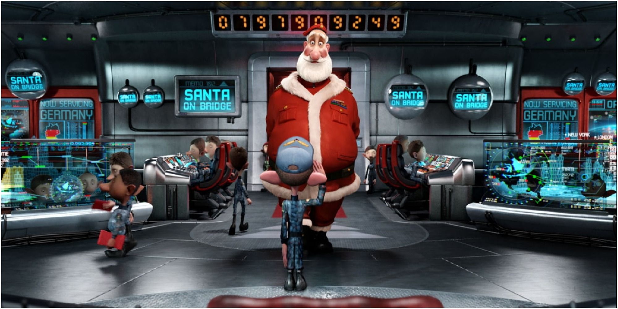 Santa in the command center in Arthur Christmas