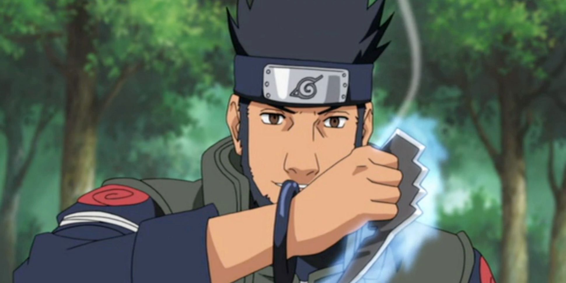 Asuma Sarutobi using a chakra infused blade in Naruto