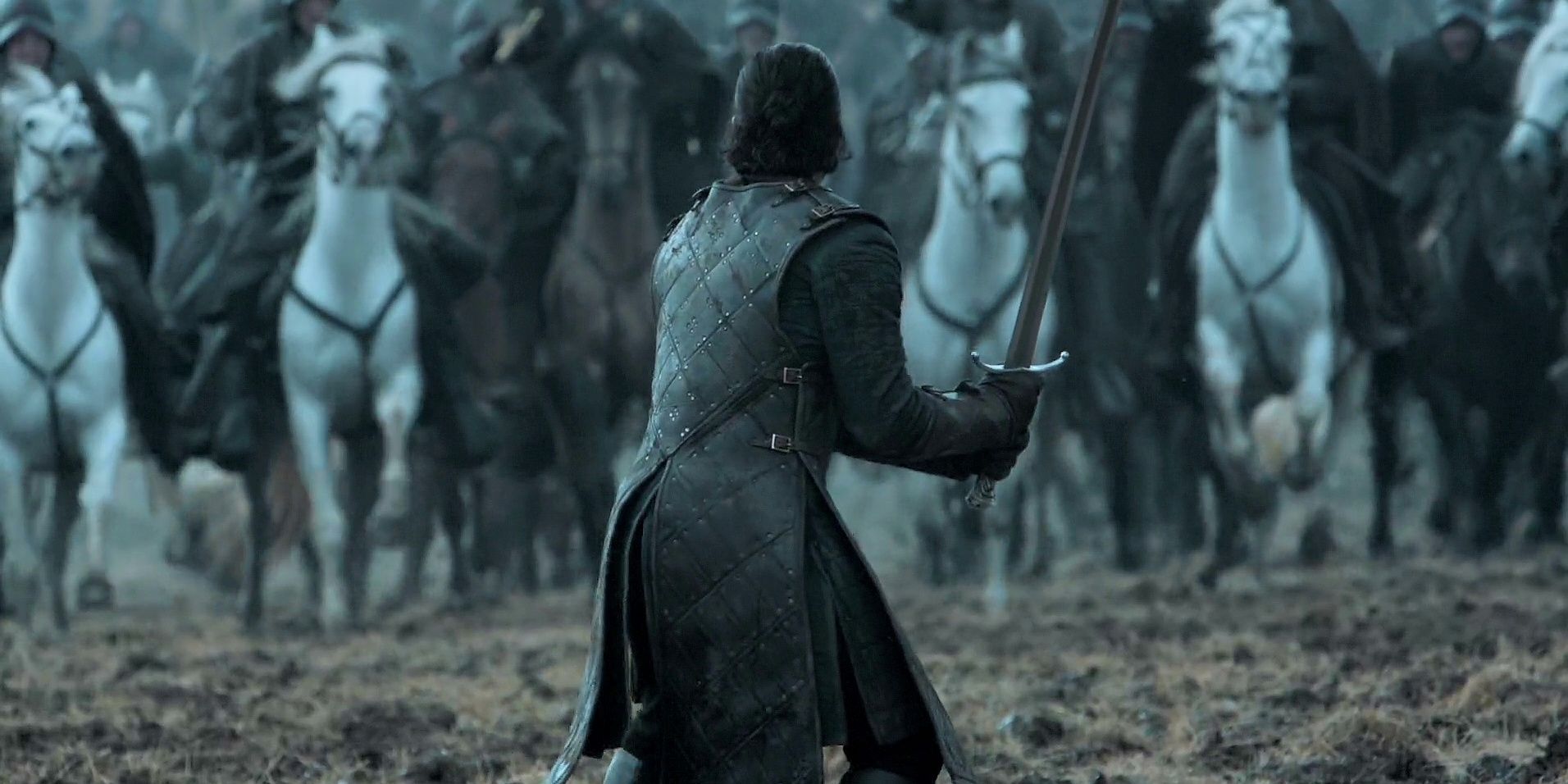 Jon Snow with his sword preparing for battle of bastards in Game of Thrones