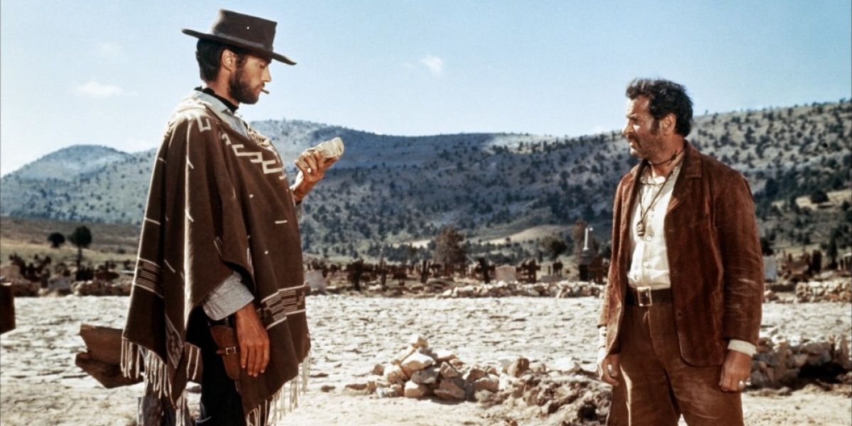 Blondie and Tuco Ramirez talk in the desertin The Good, The Bad and The Ugly.