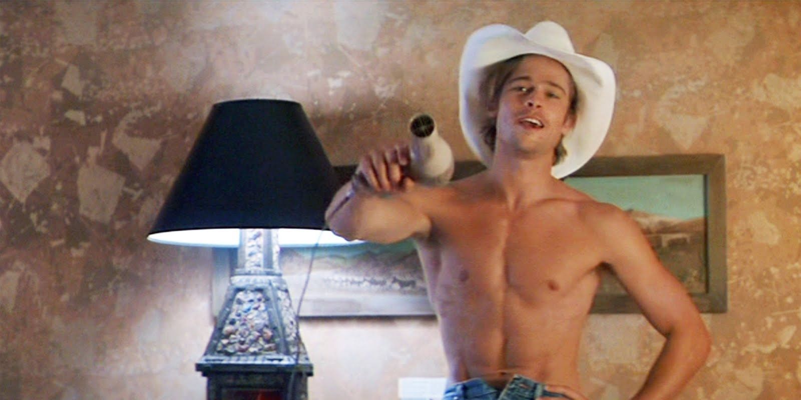 Brad Pitt in a motel room in Thelma and Louise