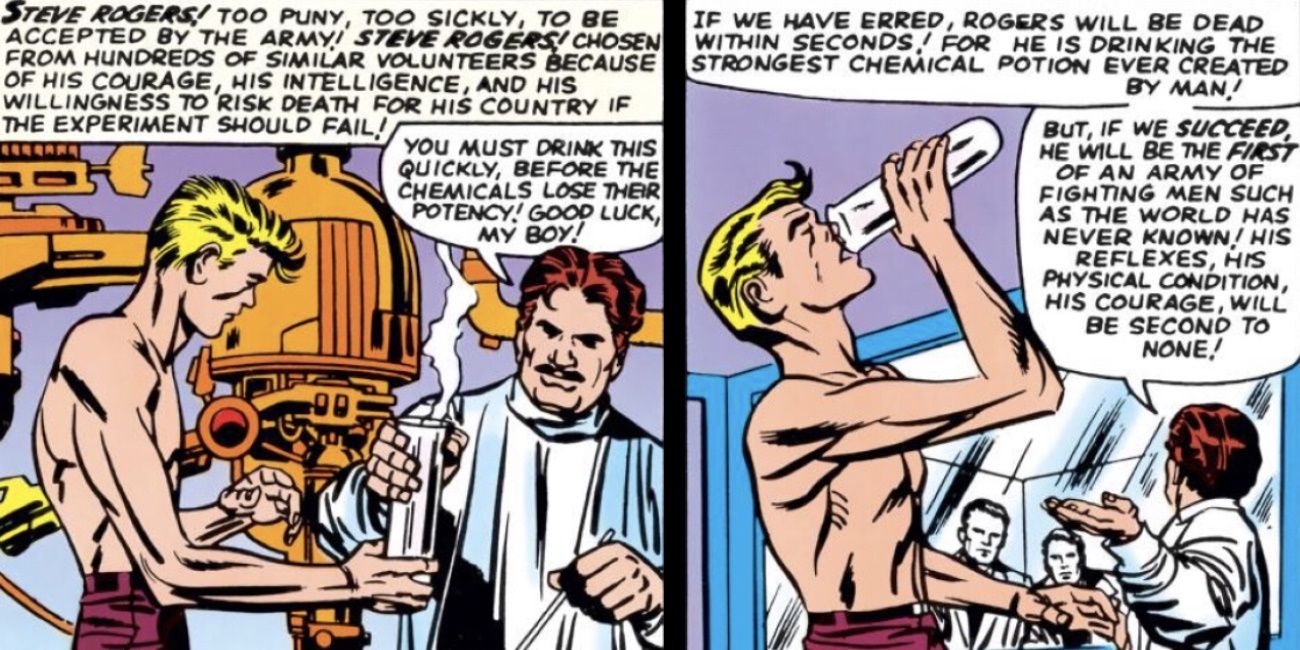 Steve Rogers first consumes the super soldier serum