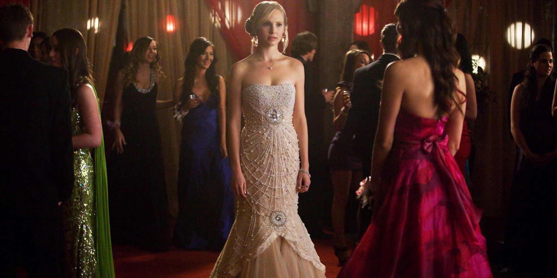 Caroline and Elena at the prom in The Vampire Diaries