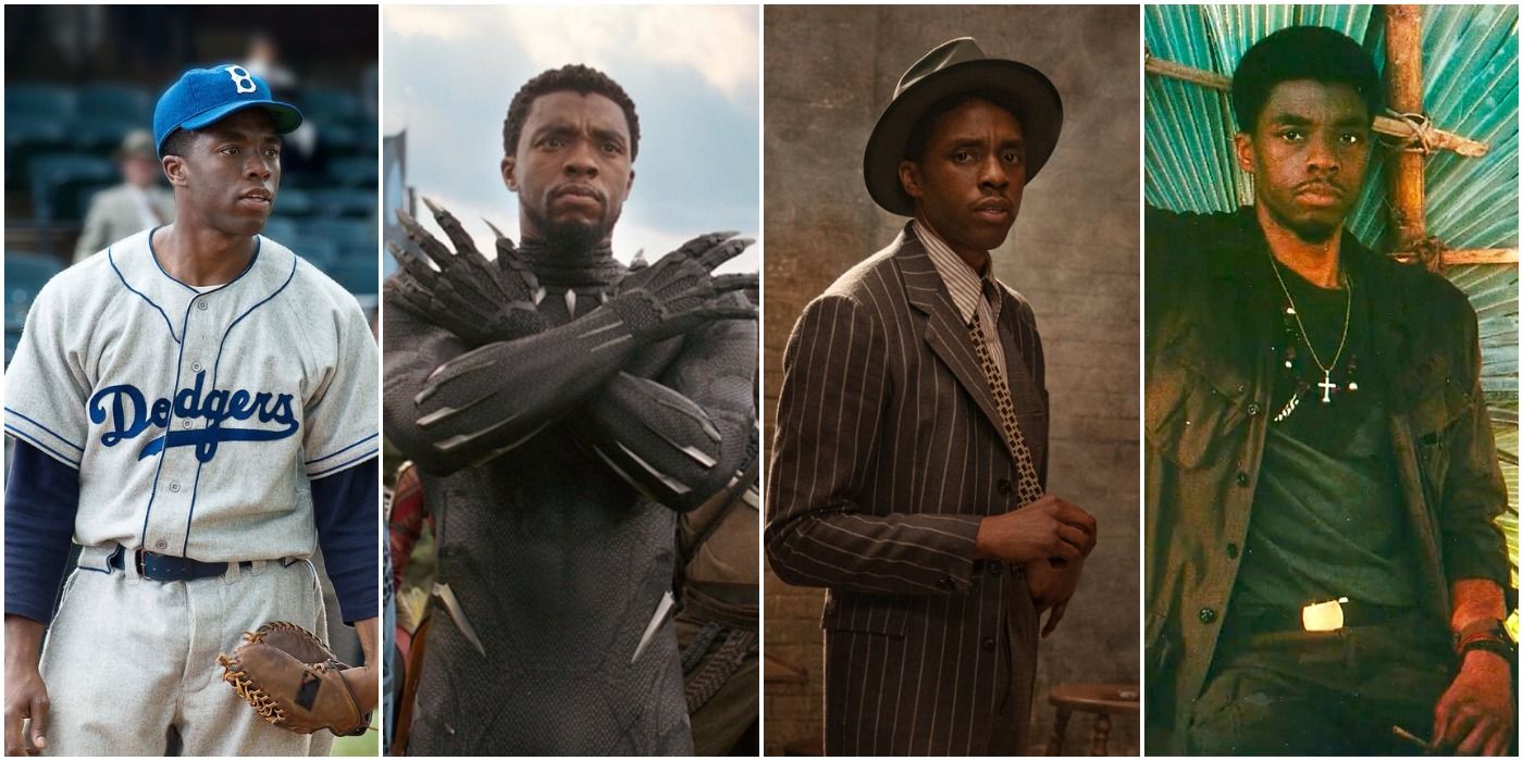 Chadwick Boseman in 42, Black Panther, Ma Raineys Black Bottom and Da 5 Bloods