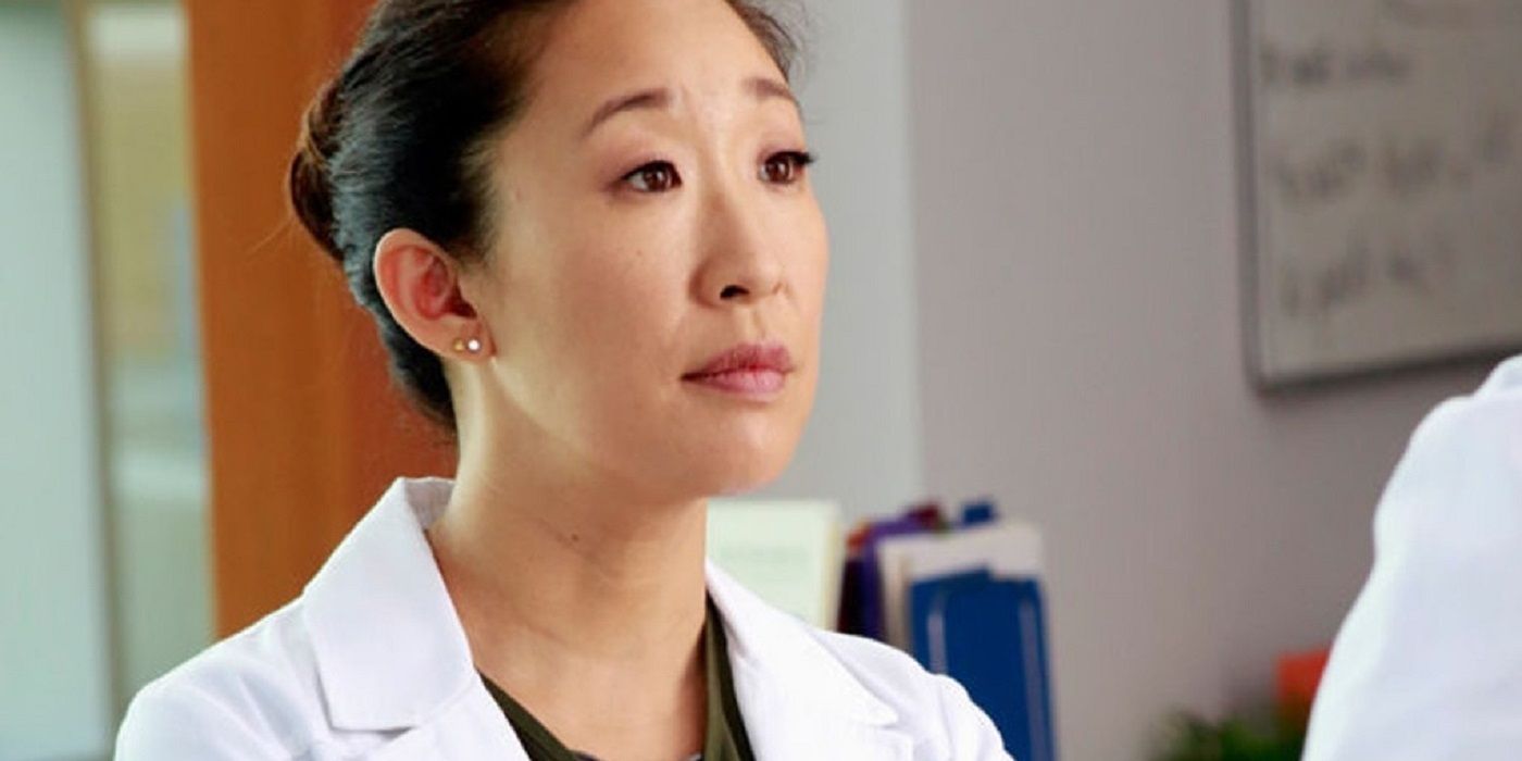 Christina Yang looking serious in Grey's Anatomy
