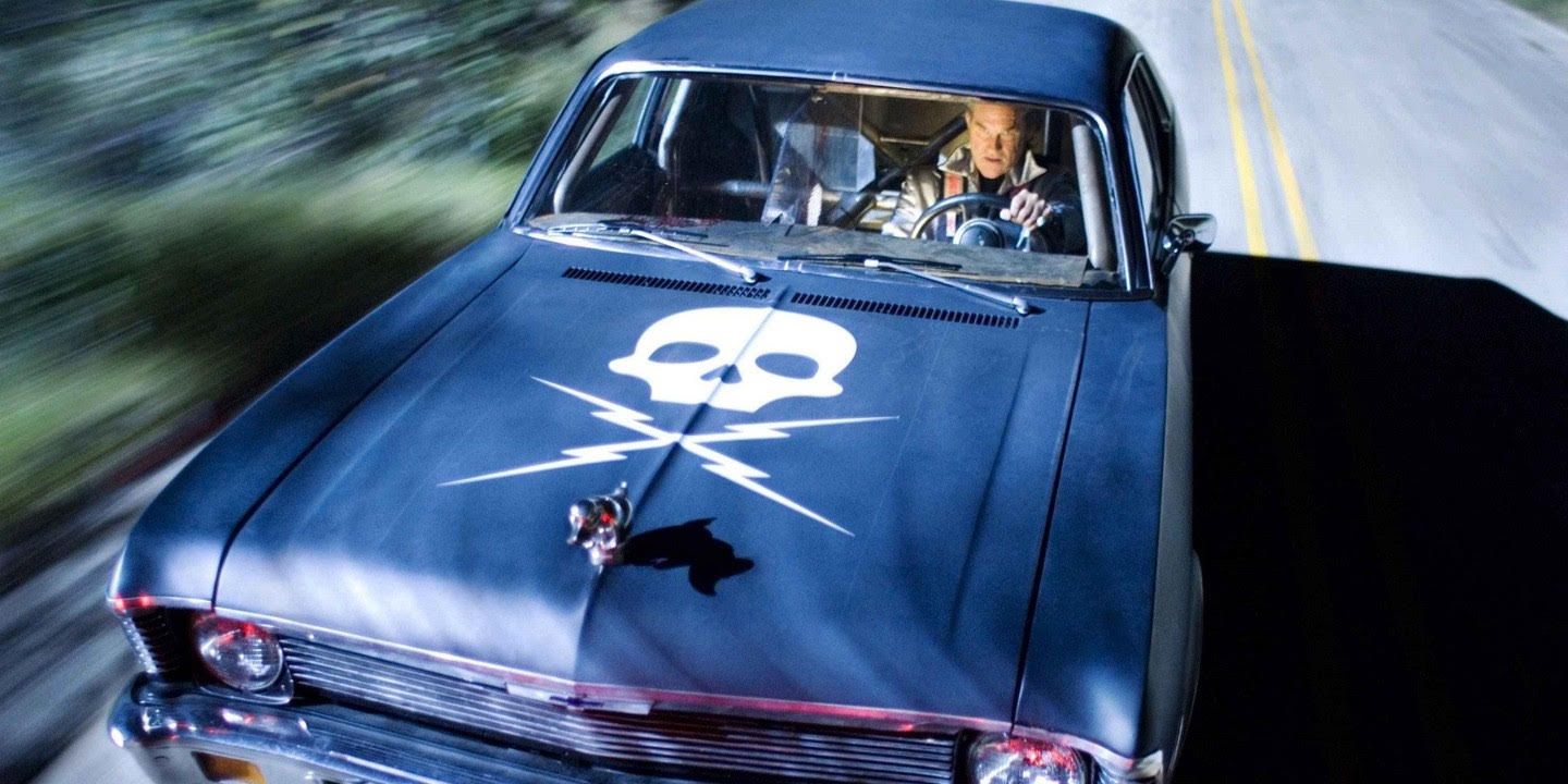 Kurt Russell driving his death-proof car in Death Proof