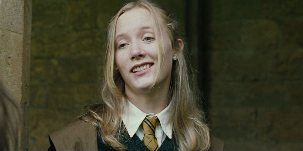 Hannah Abbott laughing at Harry in the Goblet of Fire