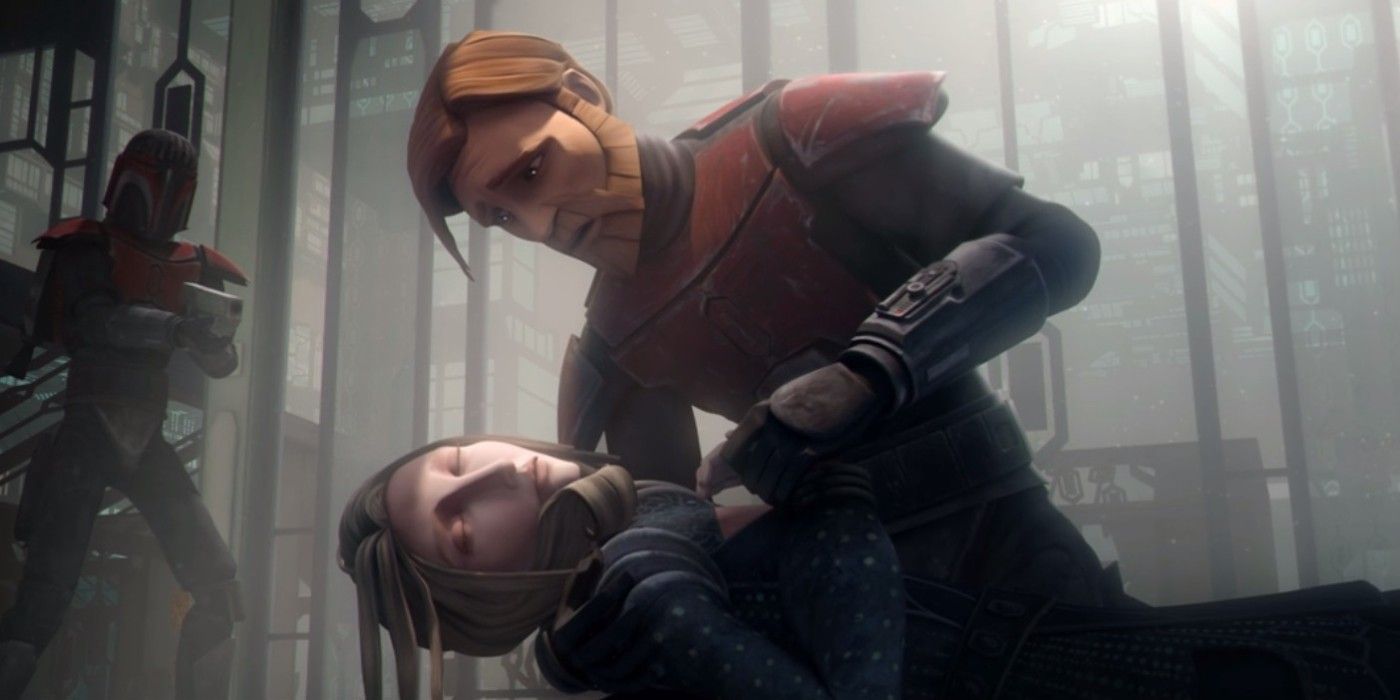 ONi-Wan Kenobi holds Satine After she is killed by Maul in The Clone Wars
