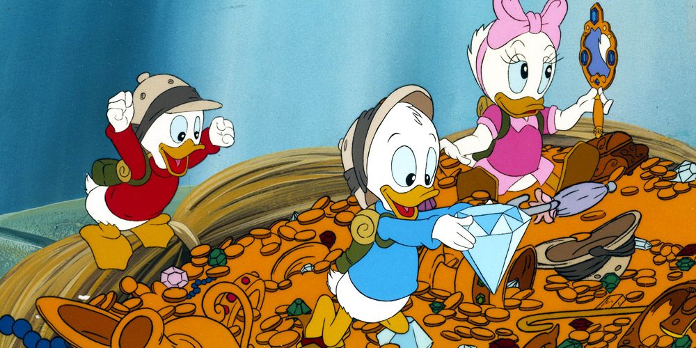 Huey, Dewey, and Webby search for treasure in DuckTales the Movie: Treasure of the Lost Lamp