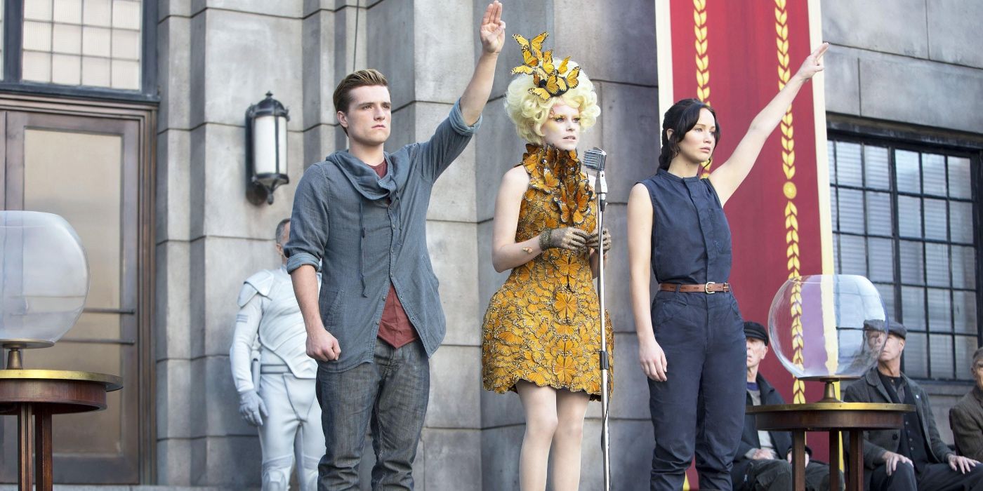 Peeta, Effie, and Katniss in The Hunger Games