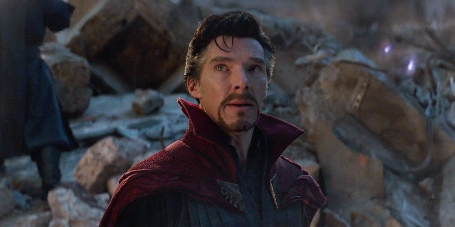 Doctor Strange looks up from the battlefield in Avengers: Endgame