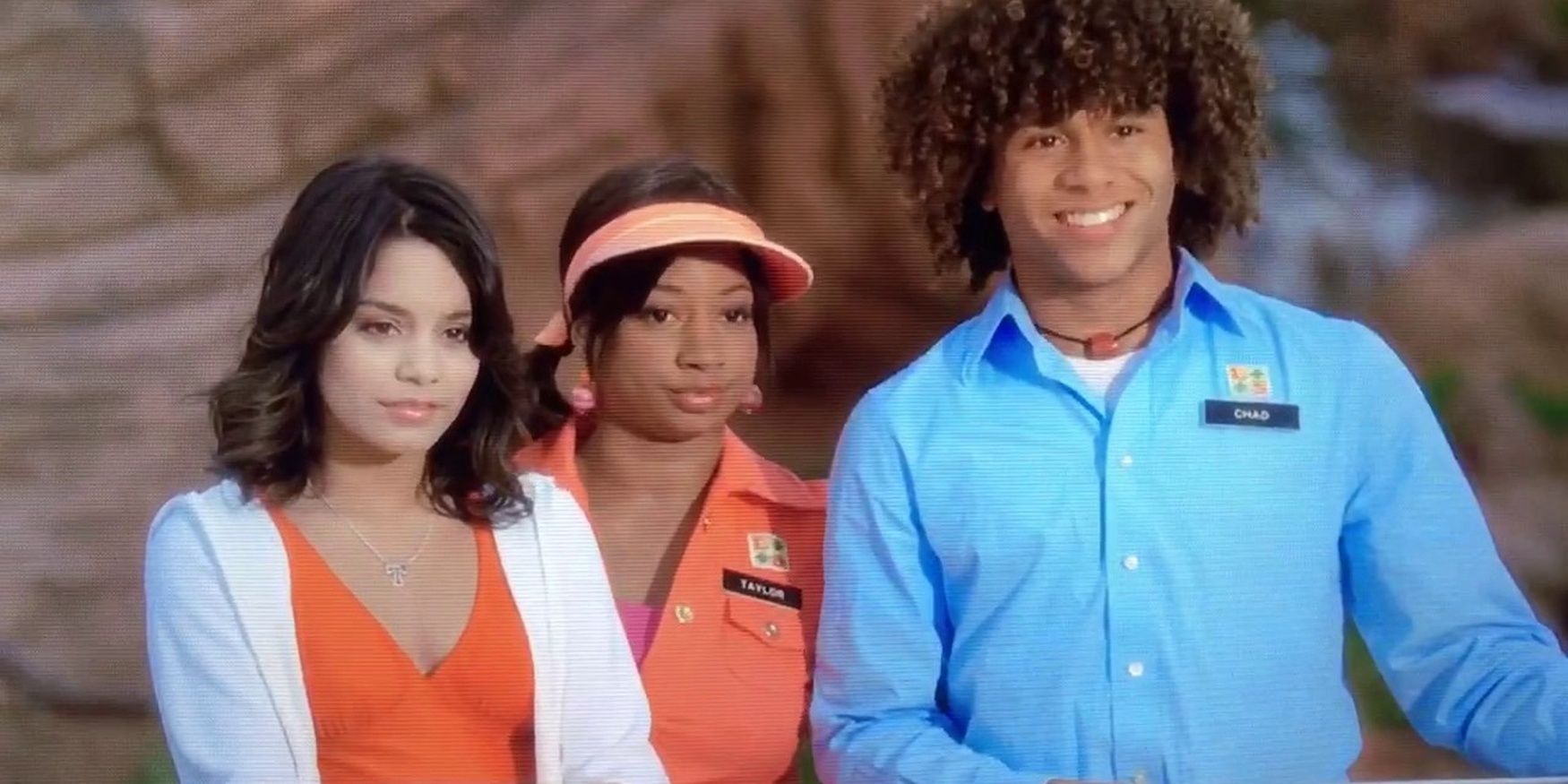Gabriella alongside Chad and Taylor at the country club in High School Musical 2