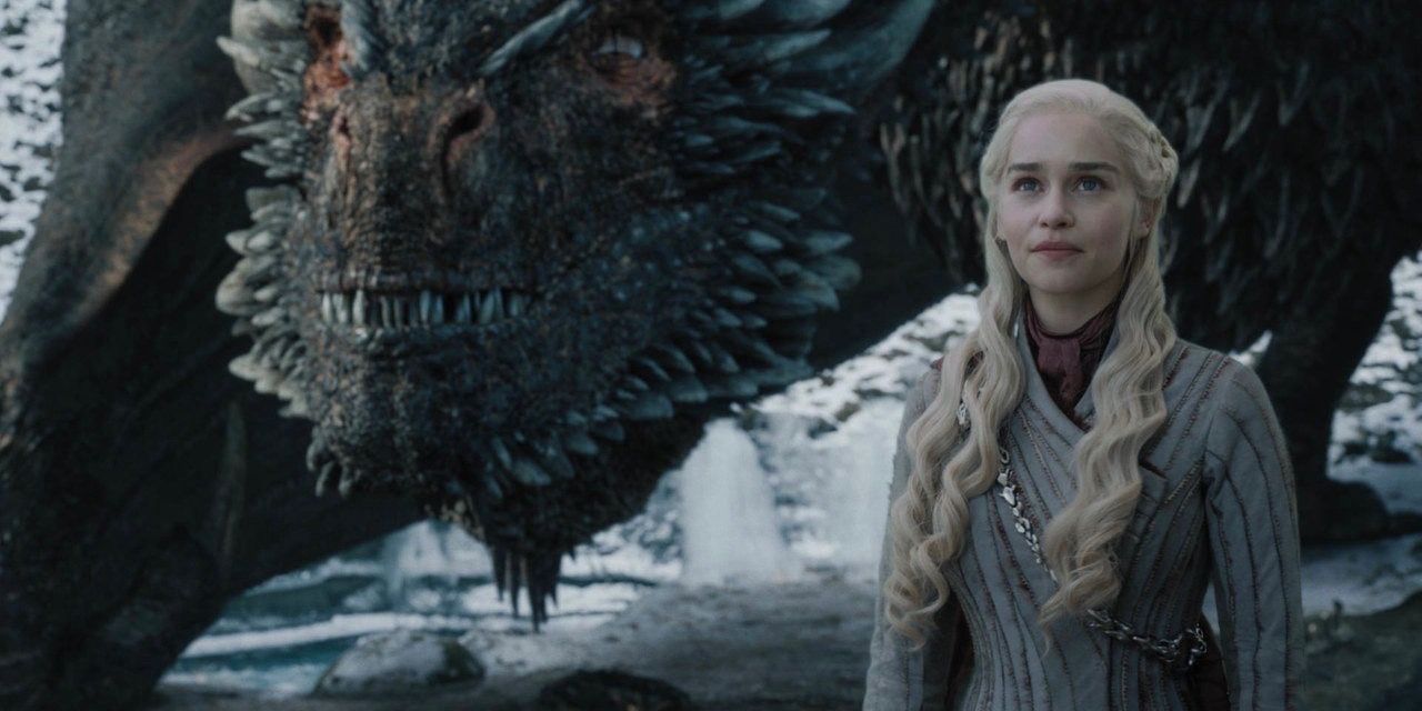Daenerys Targaryen with her dragon in Game of Thrones.