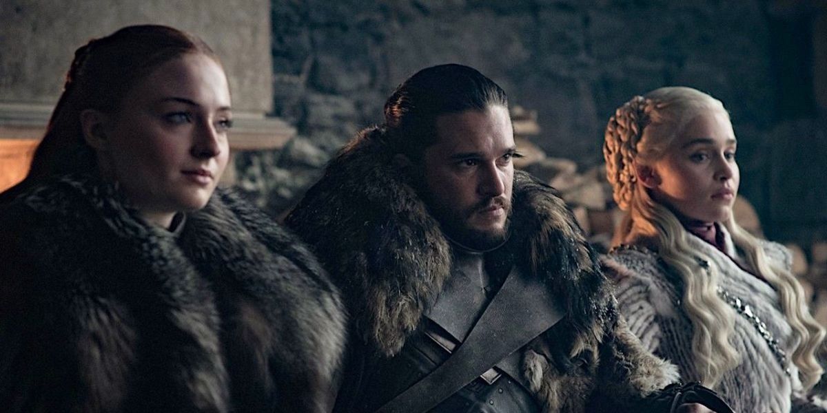 Sansa Stark, Jon Snow, and Daenerys Targaryen in Game of Thrones