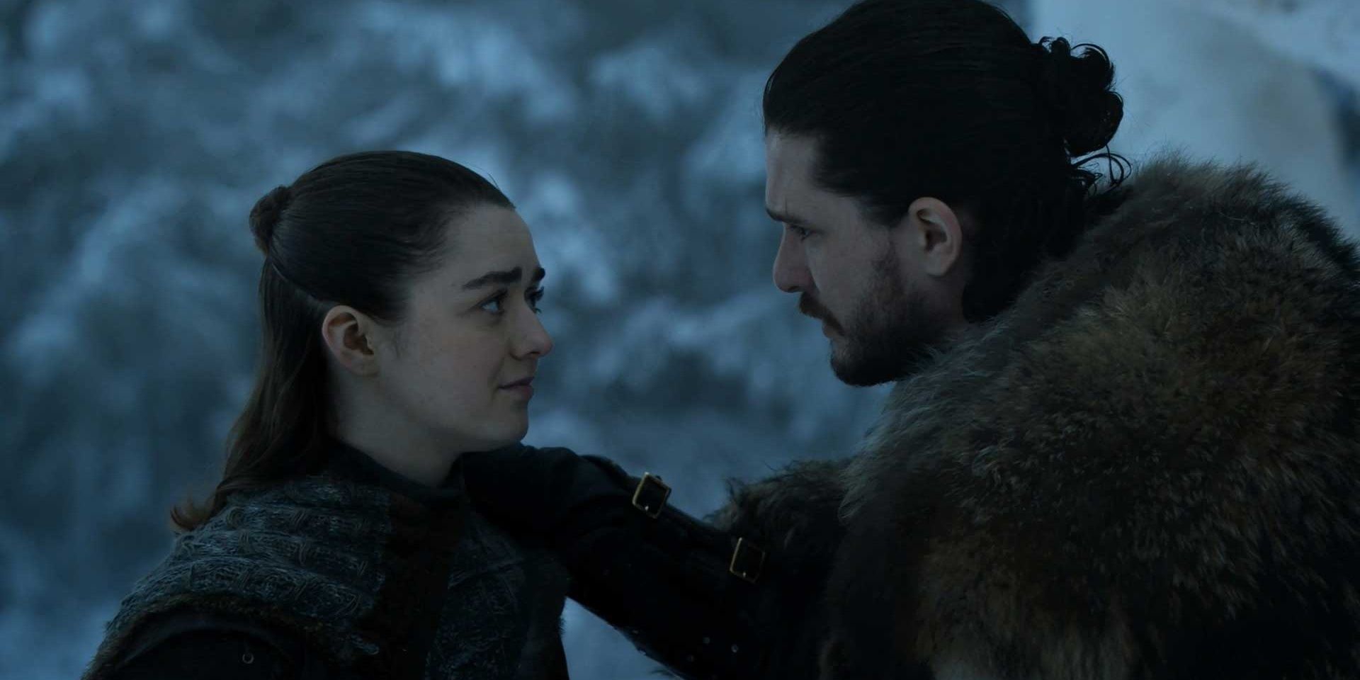 Game-of-Thrones-Season-8-Episode-1-S08E01-Winterfell-Jon-Snow-Arya-Stark Cropped