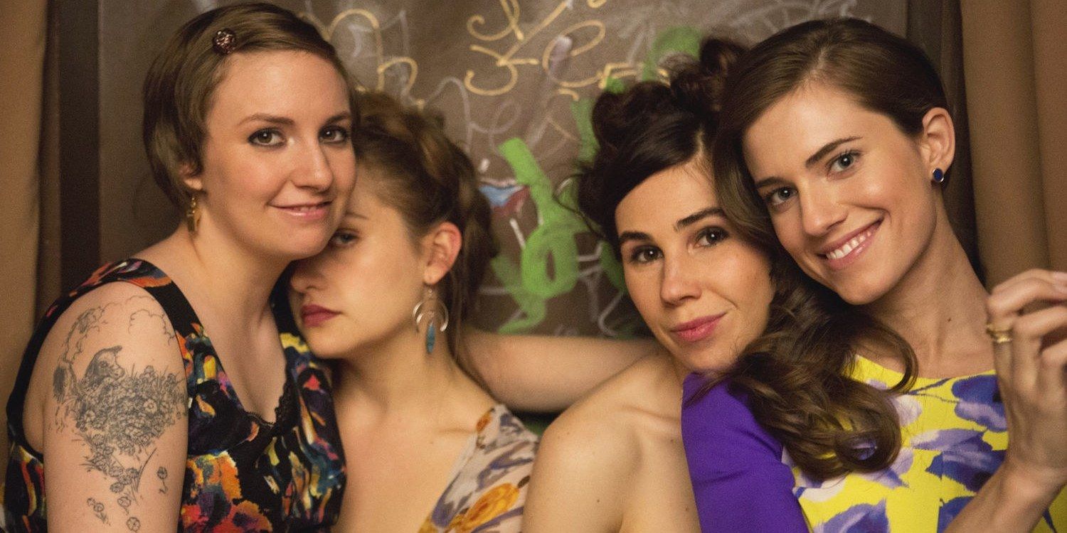 Cast of girls lined up for promotional photo shoot.
