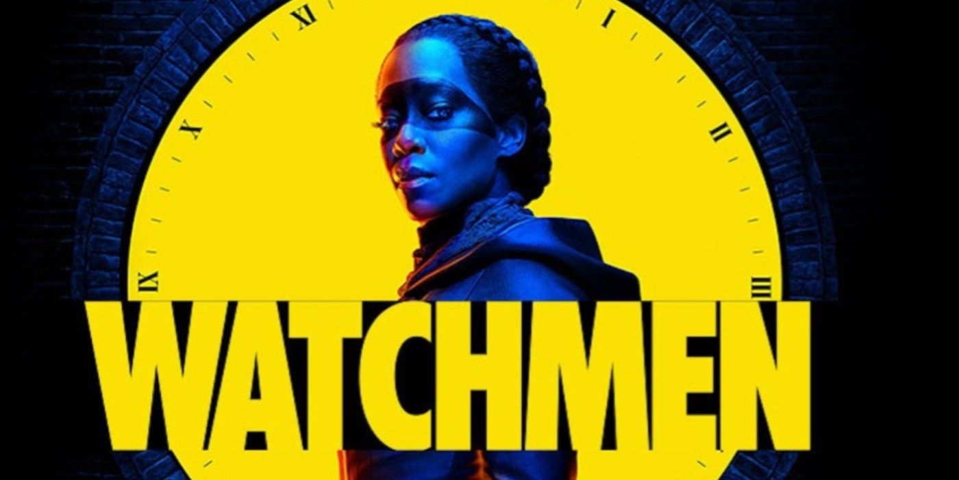 Sister Night behind the Watchmen logo in a poster for the show.