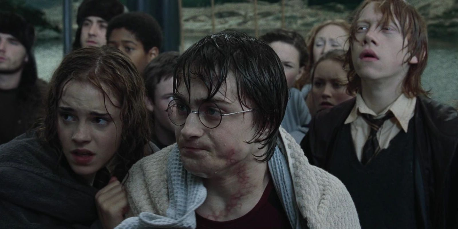 A wet Harry Potter in Goblet of Fire.