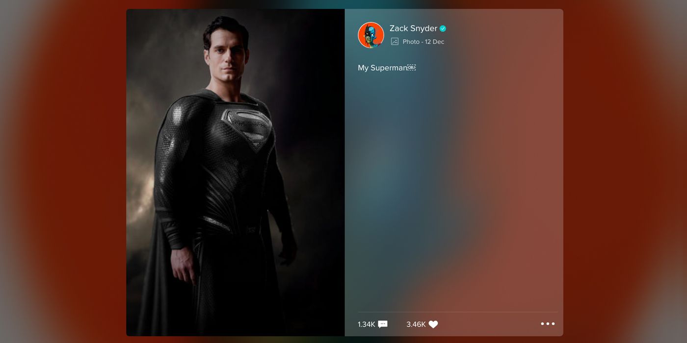 Henry Cavill as Superman in Black Suit from Zack Snyder Justice League on Vero