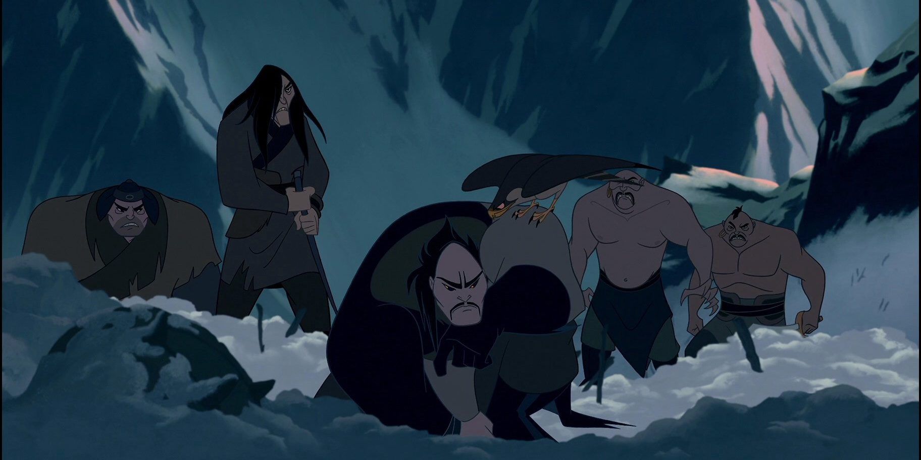 The huns climbing out of the snow in Mulan